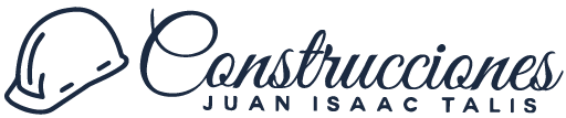 Logotipo de Construcciones Juan Isaac Talis, que incluye un casco de seguridad, representando servicios de construcción y arquitectura.